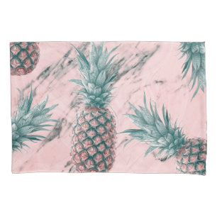 Ananas & Rosa Marmor Wirbel Moderne Tropische Eleg Kissenbezug