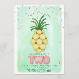Ananas Rosa Twotti Fruitti Geburtstag Einladung
