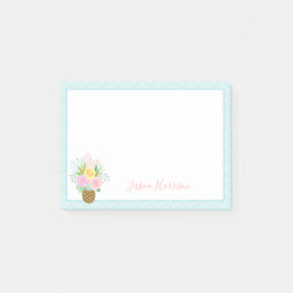 Ananas Rose Bouquet Pink Yellow 3x4 Post-it Klebezettel
