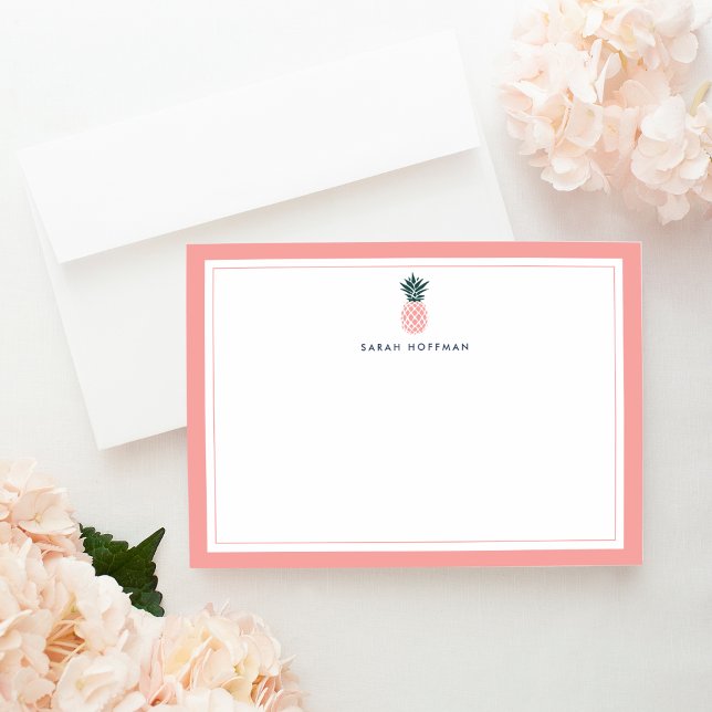 Ananas rose | Carte papier à lettres personnalisée (Créateur téléchargé)