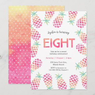 Ananas rose tropical 8e anniversaire Invitation