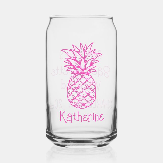 Ananas rose tropicale Preppy Personnalisé (Recto)