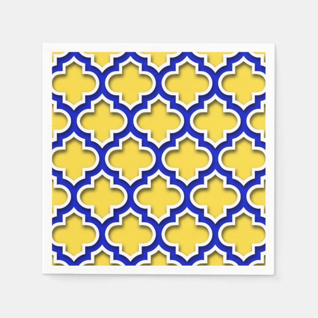 Ananas Royal Blue Whisky marokkanischer Quatrefoli Serviette (Vorderseite)