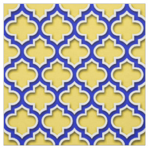 Ananas Royal Blue Whisky marokkanischer Quatrefoli Stoff