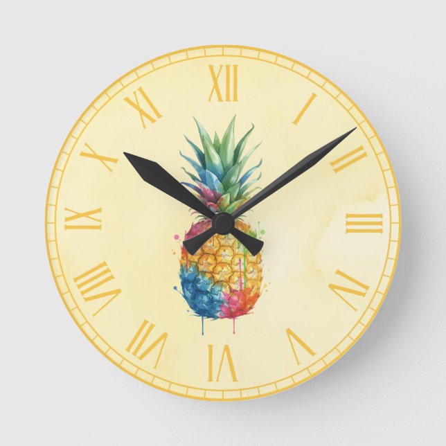 Ananas Runde Wanduhr (Vorderseite)