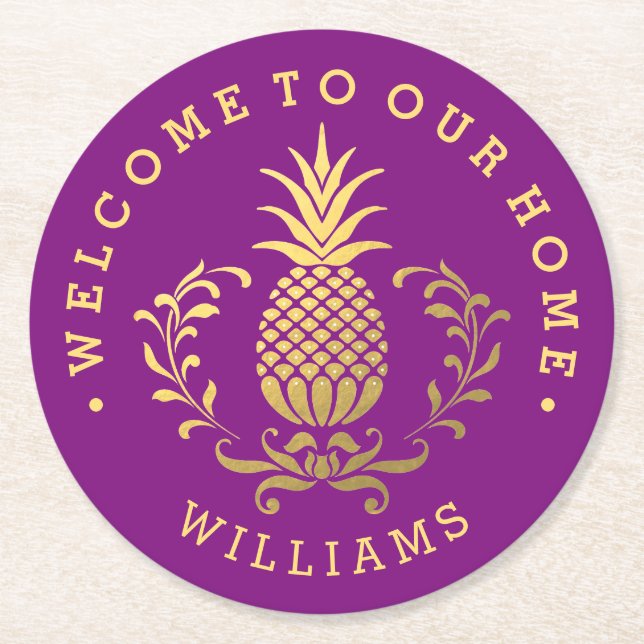 Ananas Runder Pappuntersetzer (Vorderseite)