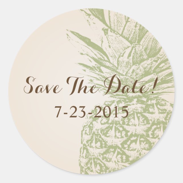 Ananas Save the Date Aufkleber (Vorderseite)