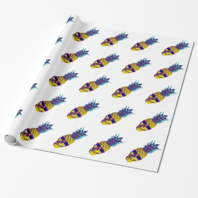 Ananas-Schädel Geschenkpapier (Ungerollt)