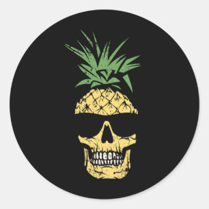 Ananas-Schädel in Sonnenbrille Funny Tropi Runder Aufkleber