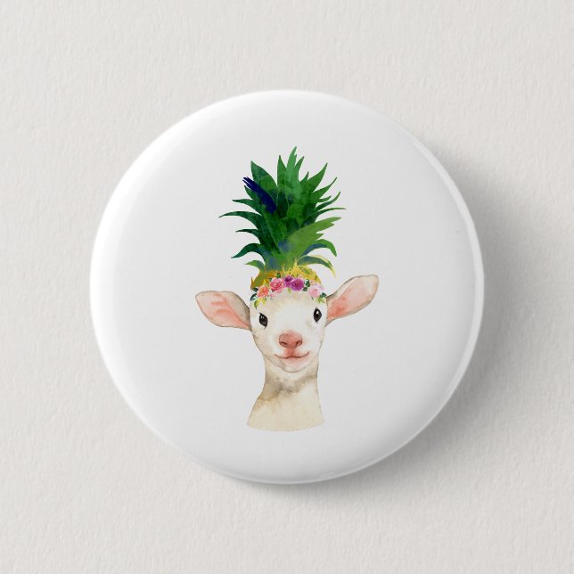 Ananas-Schaf-Lamm-Karneval Button (Vorderseite)