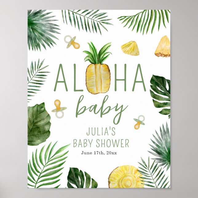 Ananas & Schnuller Aloha Baby Showroom Grün Poster (Vorne)