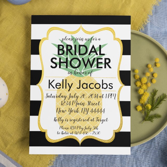 Ananas Schwarz-Weiß-Brautdusche Einladung (Von Creator hochgeladen)