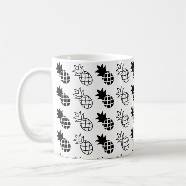 Ananas Schwarzweißdesign Kaffeetasse (Links)