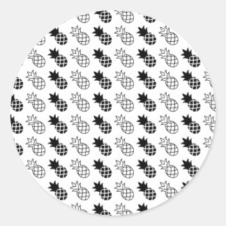 Ananas Schwarzweißdesign Runder Aufkleber
