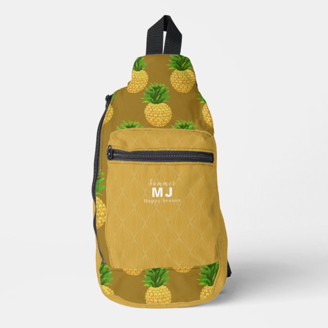 Ananas Senf Crossbody Bag (Vorderseite)