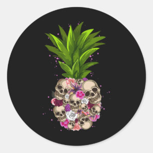 Ananas Skull Funny Aloha Strände Hawaiian Hawai Runder Aufkleber