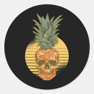 Ananas Skull Funny Aloha Strände Hawaiian Pinea Runder Aufkleber