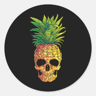 Ananas Skull T Shirt Aloha Beaches Hawaiian Haw Runder Aufkleber