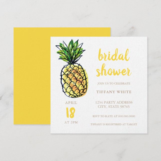 Ananas Sommer Bridal Dusche Einladung (Vorne/Hinten)