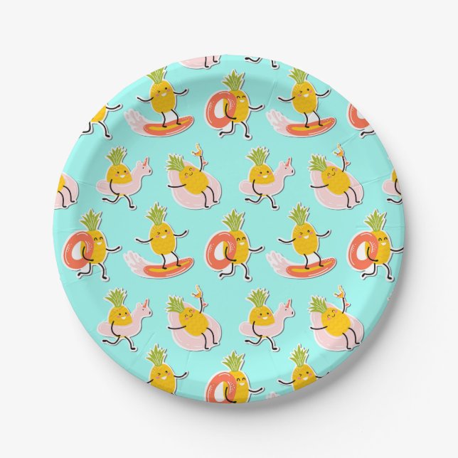 Ananas-Sommerspinnpapier Pappteller (Vorderseite)