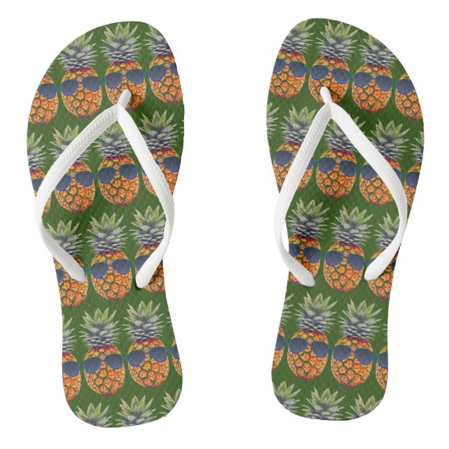 Ananas, Sonnenbrillen tragen Muster-Feinschmecker, Flip Flops (Fußbett)