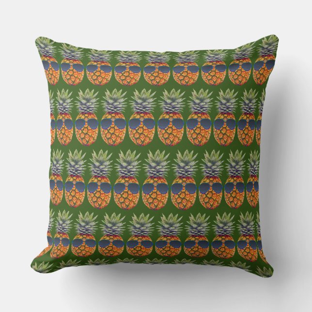 Ananas, Sonnenbrillen tragen Muster-Feinschmecker, Kissen (Vorderseite)