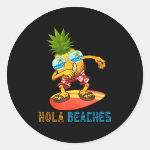 Ananas-Sonnenliegen trinken - Sommer-Hola-Strände Runder Aufkleber