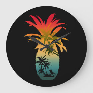 ANANAS SONNENUNTERGANG GROßE WANDUHR