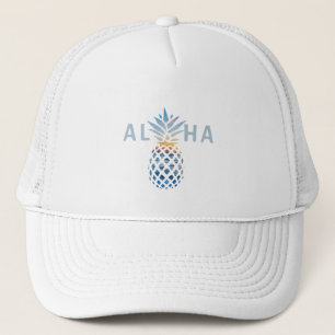Ananas-Sonnenuntergang und blaue Ozeanwellen Aloha Truckerkappe