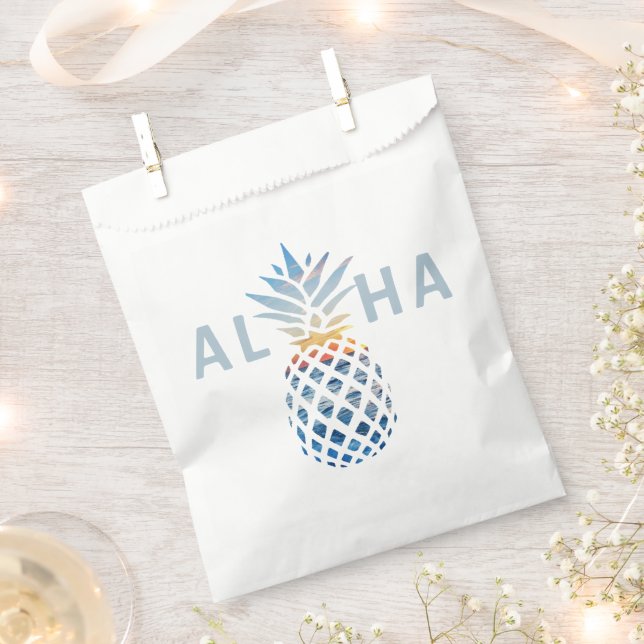 Ananas Sonnenuntergang und Blaue Ozeanwellen Geschenktütchen (Ausgeschnitten)