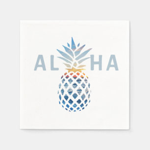 Ananas Sonnenuntergang und Blaue Ozeanwellen Serviette