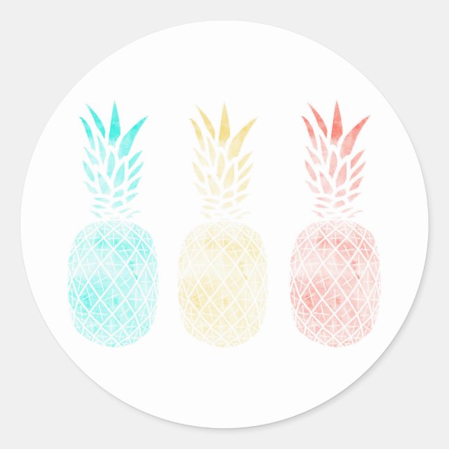Ananas-Sticker, Tropengeschenk, Ananas Art Runder Aufkleber (Vorderseite)