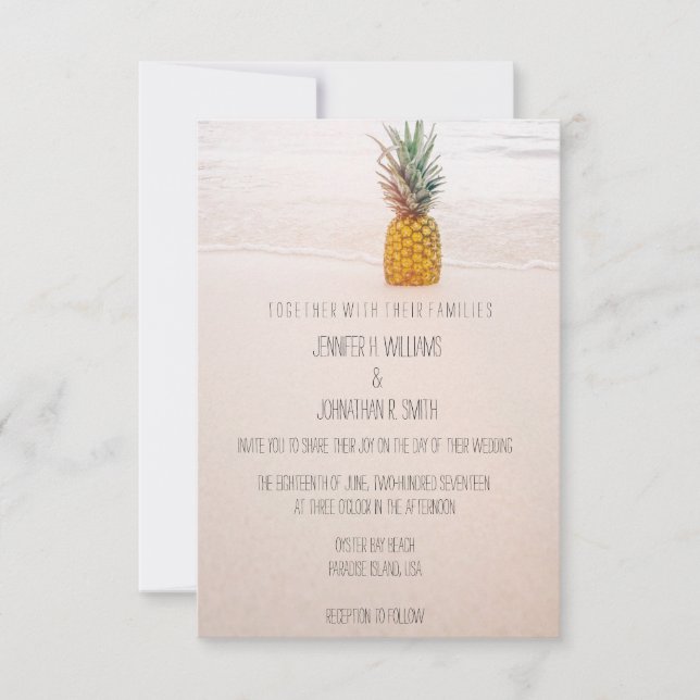 Ananas-Strand-Hochzeits-Einladungen Einladung (Vorderseite)