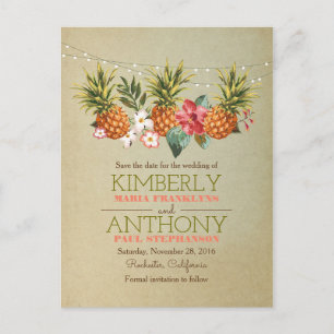Ananas-Strandleuchten Save the Date Ankündigungspostkarte