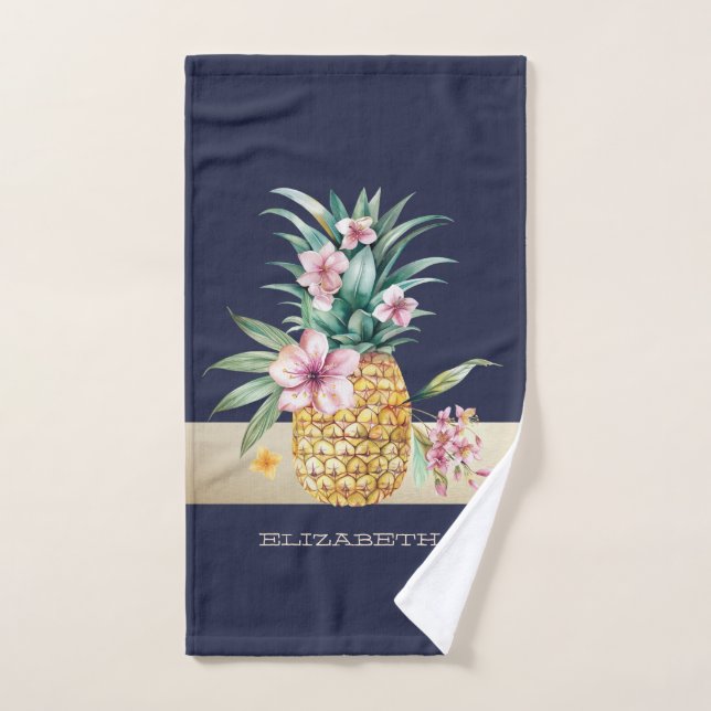 Ananas, Streifen Badhandtuch Set (Handtuch)
