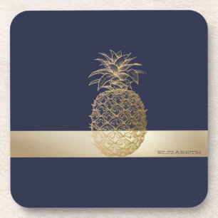 Ananas, Streifen - Personalisiert Getränkeuntersetzer