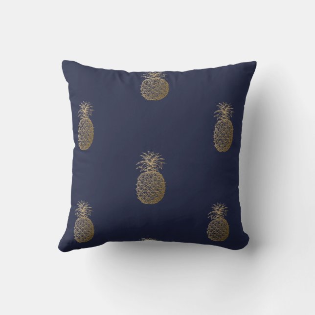 Ananas, Streifen - Personalisiert Kissen (Rückseite)
