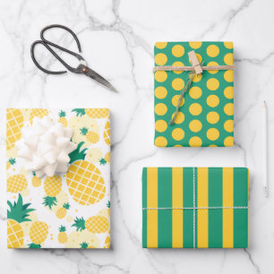 Ananas-, Streifen- und Dosenumhüllungspapier-Set Geschenkpapier Set