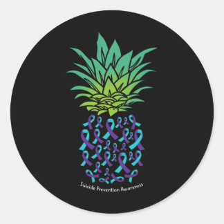 Ananas Suizidprävention Aufklärungsband Runder Aufkleber