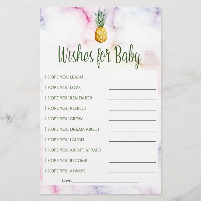 Ananas Summer Wish for Baby Shower Game (Vorderseite)