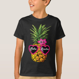 Ananas Sungles Funny Aloha Strände Hawaiian Haw T-Shirt