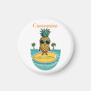 Ananas-Surfer fährt eine Welle Thunder_Cove Magnet