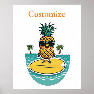 Ananas-Surfer fährt eine Welle Thunder_Cove Poster