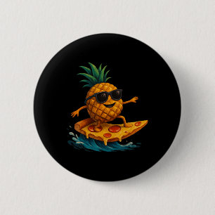 Ananas-Surfing-Pizza-Scheibe Lustiger Sommer Tropi Button