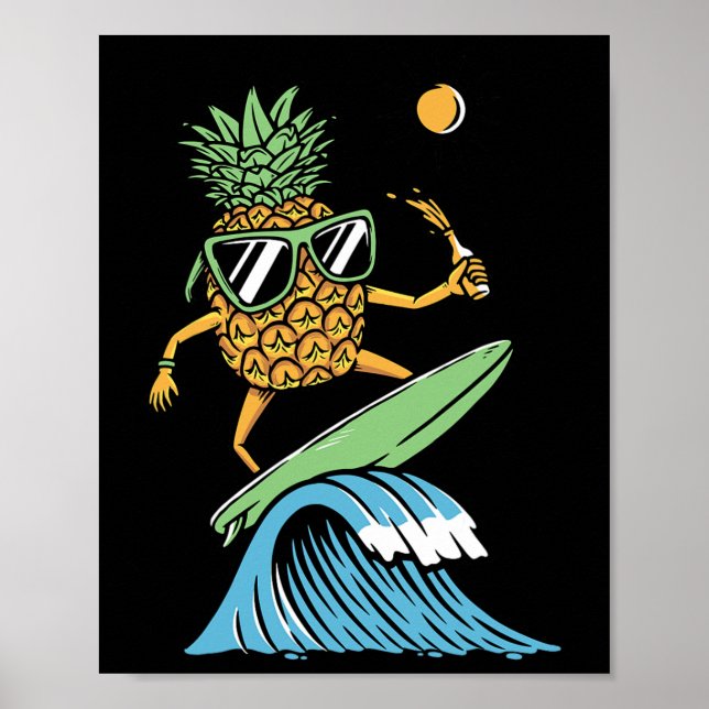 Ananas surft Illustration  Poster (Vorne)