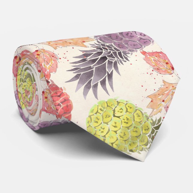 Ananas, süßes Paar, Obst, Aquarell Krawatte (Gerollt)