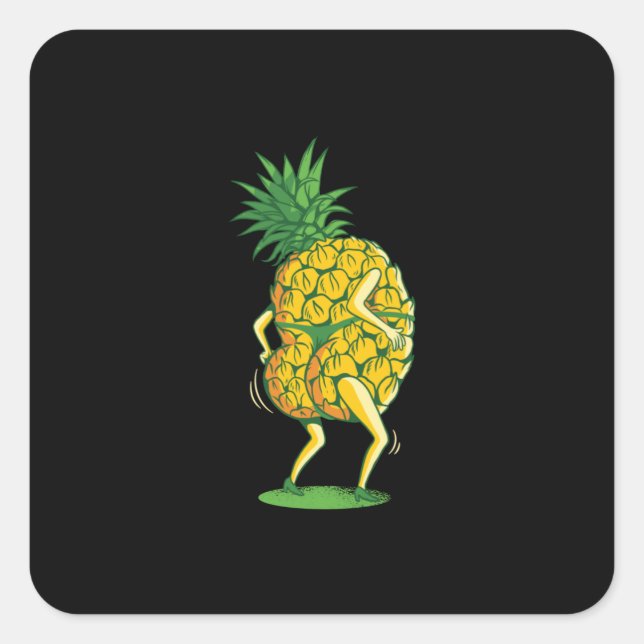 Ananas-Tanzen Quadratischer Aufkleber (Vorderseite)