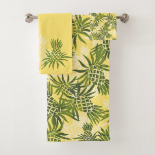 Ananas-Tarnmuster Hawaiian Tropical Coordinate-Gel Badhandtuch Set
