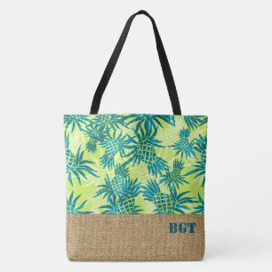 Ananas-Tarnmuster-Monogramm-Hawaiien-Strandtasche Tasche