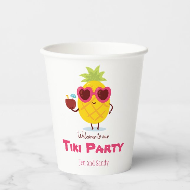 Ananas Tiki Party Personalisiert Paper Cups Luau Pappbecher (Vorderseite)